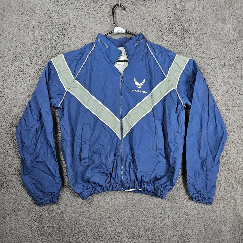 Skilcraft US Air Force USAF Windbreaker Jacket Mens‎ Blue Grey PT Military Large
